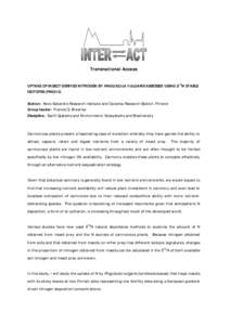 Transnational Access UPTAKE OF INSECT-DERIVED NITROGEN BY PINGUICULA VULGARIS ASSESSED USING Δ15N STABLE ISOTOPES (PING15) Station: Kevo Subarctic Research Institute and Oulanka Research Station, Finland Group leader: F