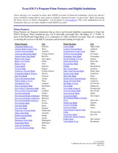 Dow Jones Industrial Average / Primary dealers / JPMorgan Chase / Banks / Bank of America / Bank One Corporation / U.S. Bancorp / Frost National Bank / PlainsCapital Bank / Investment banking / Investment / Financial services