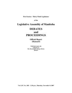 LEGISLATIVE ASSEMBLY OF MANITOBA