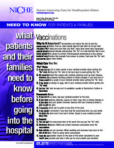 Nurses Improving Care for Healthsystem Elders nicheprogram.org Series Editor: Marie Boltz, PhD, RN Managing Editor: Scott Bugg  NEED TO KNOW for patients & families