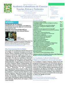 Boletín Electrónico de la  Academia Colombiana de Ciencias Exactas, Físicas y Naturales Medio semanal de divulgación de la Academia 