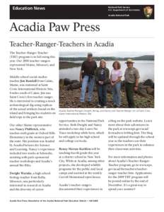 Education News  National Park Service U.S. Department of the Interior Acadia National Park