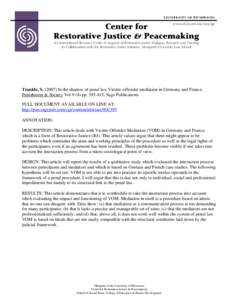 www.cehd.umn.edu/ssw/rjp  ` Center for Restorative Justice & Peacemaking