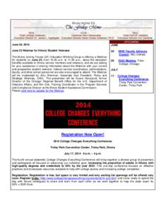 UPCOMING June 20, 2014 JUNE  June 23 Webinar for Illinois Student Veterans