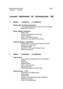 Regionales Gymnasium Laufental - Thierstein[removed]Lehrplan Mathematik für Schwerpunkte