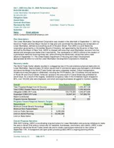 Oct 1, 2005 thru Dec 31, 2005 Performance Report B-02-DW[removed]Lower Manhattan Development Corporation $2,000,000,000 Active Obligation Date: