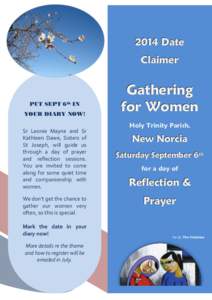 2014 Date Claimer PUT SEPT 6th IN YOUR DIARY NOW! Sr Leonie Mayne and Sr