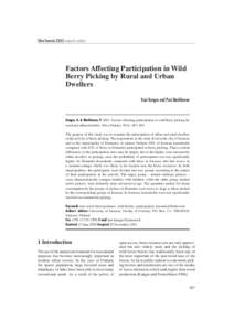 Silva Fennica[removed]research articles  Factors Affecting Participation in Wild Berry Picking by Rural and Urban Dwellers Kari Kangas and Pasi Markkanen