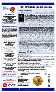 2014 Property Tax Information Message from the Mayor How to Reach Us Revenue & Taxation Division City of Kawartha Lakes 26 Francis St.,