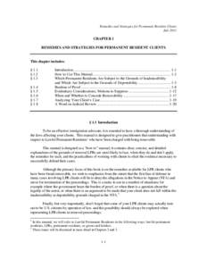 Remedies and Strategies for Permanent Resident Clients July 2011 CHAPTER 1 REMEDIES AND STRATEGIES FOR PERMANENT RESIDENT CLIENTS