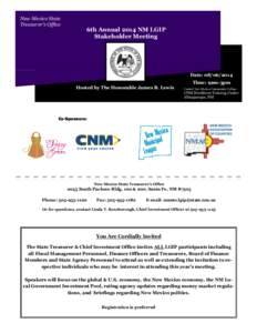 New Mexico State Treasurer’s Office 6th Annual 2014 NM LGIP Stakeholder Meeting