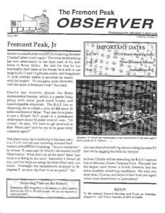 The Fremont Peak  OBSERVER Fremont Peak, |r Master sundial builder and F?OA Founding Member Chariie Carlson is at it again! This time, he li building