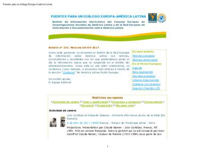 Puentes para un diálogo Europa-América Latina  Boletín n° 193. Noticias  