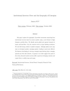 Institutional Investors Flows and the Geography of Contagion  Damien PUY∗ First version: February[removed]This version: October 2013