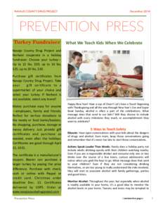 NAVAJO COUNTY DRUG PROJECT  December 2014 PREVENTION PRESS Turkey Fundraiser