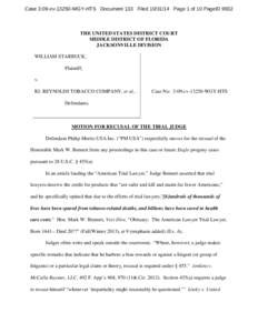 Case 3:09-cv[removed]WGY-HTS Document 133 Filed[removed]Page 1 of 10 PageID[removed]THE UNITED STATES DISTRICT COURT MIDDLE DISTRICT OF FLORIDA JACKSONVILLE DIVISION WILLIAM STARBUCK,