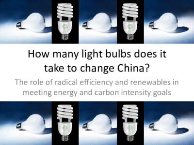 How many light bulbs does it take to change China? The role of radical efficiency and renewables in meeting energy and carbon intensity goals  Lofty Goals for 2020