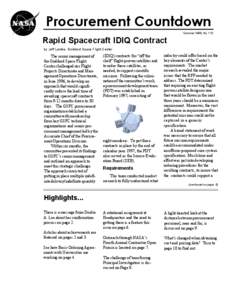 Procurement Countdown Summer 1998, No. 112 Rapid Spacecraft IDIQ Contract by Jeff Lamke, Goddard Space Flight Center