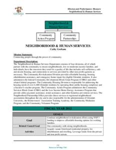 Mission and Performance Measure Neighborhood & Human Services Neighborhood & Human Services Community