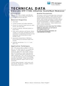 T E C H N I C A L D ATA  Eldorado HTP-1150L Alkaline Scale/Rust Remover Description  Health Precautions