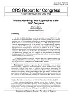 Order Code RS22418 Updated July 31, 2006 CRS Report for Congress Received through the CRS Web