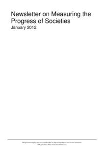 Newsletter on Measuring the Progress of Societies January 2012 PDF generated using the open source mwlib toolkit. See http://code.pediapress.com/ for more information. PDF generated at: Mon, 16 Jan[removed]:09:28 CET