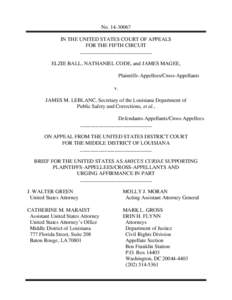 No[removed]IN THE UNITED STATES COURT OF APPEALS FOR THE FIFTH CIRCUIT ___________________________ ELZIE BALL, NATHANIEL CODE, and JAMES MAGEE, Plaintiffs-Appellees/Cross-Appellants
