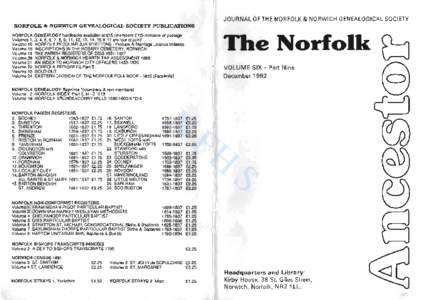 JOURNAL OF THE NORFOLK & NORWICH GENEALOGICAL SOCIETY  N O R F O L K & NORWICH GENEALOGICAL S O C I E T Y PUBLICATIONS
