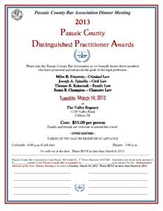 Passaic County Bar Association Dinner Meeting[removed]Passaic County Distinguished Practitioner Awards