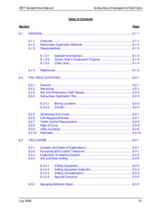MDT Geotechnical Manual  Subsurface Investigations/Field Tests Table of Contents Section