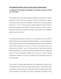 Microsoft Word - Press Release The Competition Appeal Court of South Africa