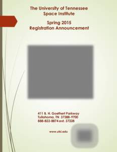 UT Space Institute Spring 2014 Registration Announcement