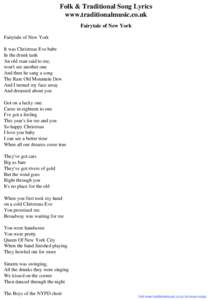 Folk & Traditional Song Lyrics - Fairytale of New York