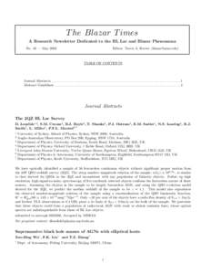 T he Blazar T imes A Research Newsletter Dedicated to the BL Lac and Blazar Phenomena No. 43 — May 2002 Editor: Travis A. Rector ([removed])