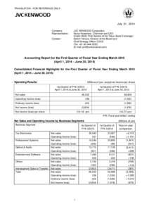 Microsoft Word - 140731_Accounting Report for the 1Q of  Fiscal Year Ending March 2015._final.doc