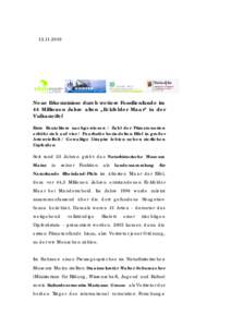 [removed]Neue Erkenntnisse durch weitere Fossilienfunde im 44 Millionen Jahre alten „Eckfelder Maar“ in der Vulkaneifel Erste Beuteltiere nachgewiesen / Zahl der Primatenarten