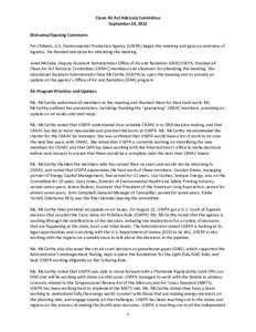 Clean Air Act Advisory Committee Meeting Minutes, September 20, 2012, Alexandria, VA