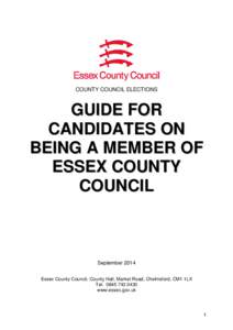 COUNTY COUNCIL ELECTIONS  GUIDE FOR CANDIDATES ON BEING A MEMBER OF ESSEX COUNTY