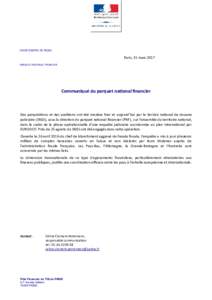 COUR D’APPEL DE PARIS  Paris, 31 mars 2017 PARQUET NATIONAL FINANCIER  Communiqué du parquet national financier