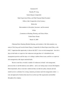 Risk / Risk management / Financial risk / Basel II / Office of the Comptroller of the Currency / Bank / Liquidity risk / Wall Street and the Financial Crisis: Anatomy of a Financial Collapse / Enterprise risk management / Actuarial science / Management / Ethics