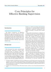 Reserve Bank of Australia Bulletin  December 1997 Core Principles for Effective Banking Supervision