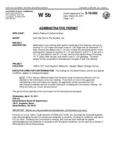 California Coastal Commission Staff Report and Recommendation Regarding Permit Application No[removed]Padova & Allan, Newport Beach)