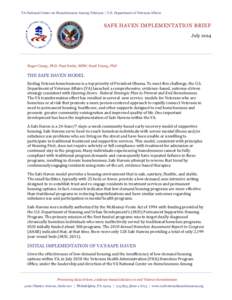 VA National Center on Homelessness Among Veterans | U.S. Department of Veterans Affairs  SAFE HAVEN IMPLEMENTATION BRIEF July[removed]Roger Casey, PhD; Paul Smits; MSW, Scott Young, PhD