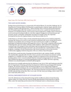 National Coalition for Homeless Veterans / Housing First / Supportive housing / United States Department of Veterans Affairs / Veterans Health Administration / Annual Homeless Assessment Report to Congress / Volunteers of America / Substance Abuse and Mental Health Services Administration / Veteran / Homelessness / Poverty / Personal life