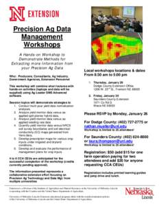 Precision Ag Data Management Workshops A Hands-on Workshop to Demonstrate Methods for Extracting more Information from