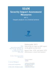 SIAM Security Impact Assessment Measures WP 3 Impact analysis on criminal actions