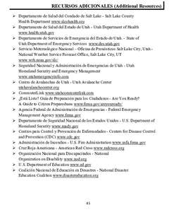 RECURSOS ADICIONALES (Additional Resources)  Departamento de Salud del Condado de Salt Lake - Salt Lake County Health Department www.slcohealth.org  Departamento de Salud del Estado de Utah - Utah Department of Hea