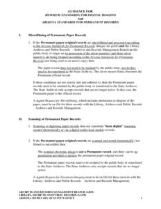 GUIDANCE FOR MINIMUM STANDARDS FOR DIGITAL IMAGING And ARIZONA STANDARDS FOR PERMANENT RECORDS  I.