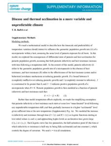 SUPPLEMENTARY INFORMATION DOI: NCLIMATE1659 Supplementary Information to accompany:  Disease and thermal acclimation in a more variable and