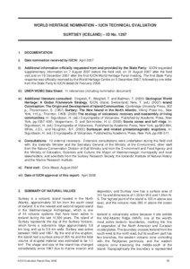 WORLD HERITAGE NOMINATION – IUCN TECHNICAL EVALUATION SURTSEY (ICELAND) – ID No. 1267